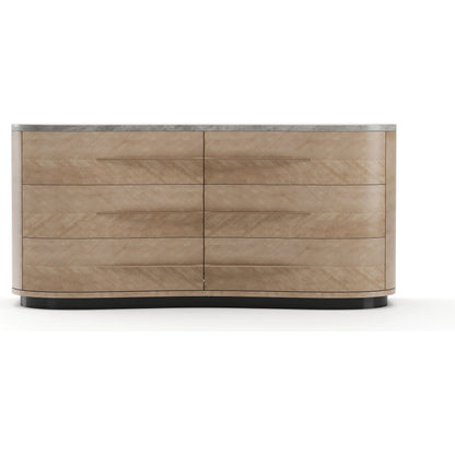 Roam Dresser by Caracole in gray, marble, bronze and chocolate koto. Made from marble in a transitional style.