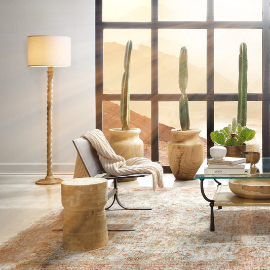 Barley Twist Floor Lamp by Jamie Young in natural wood. Made from wood in a traditional style.