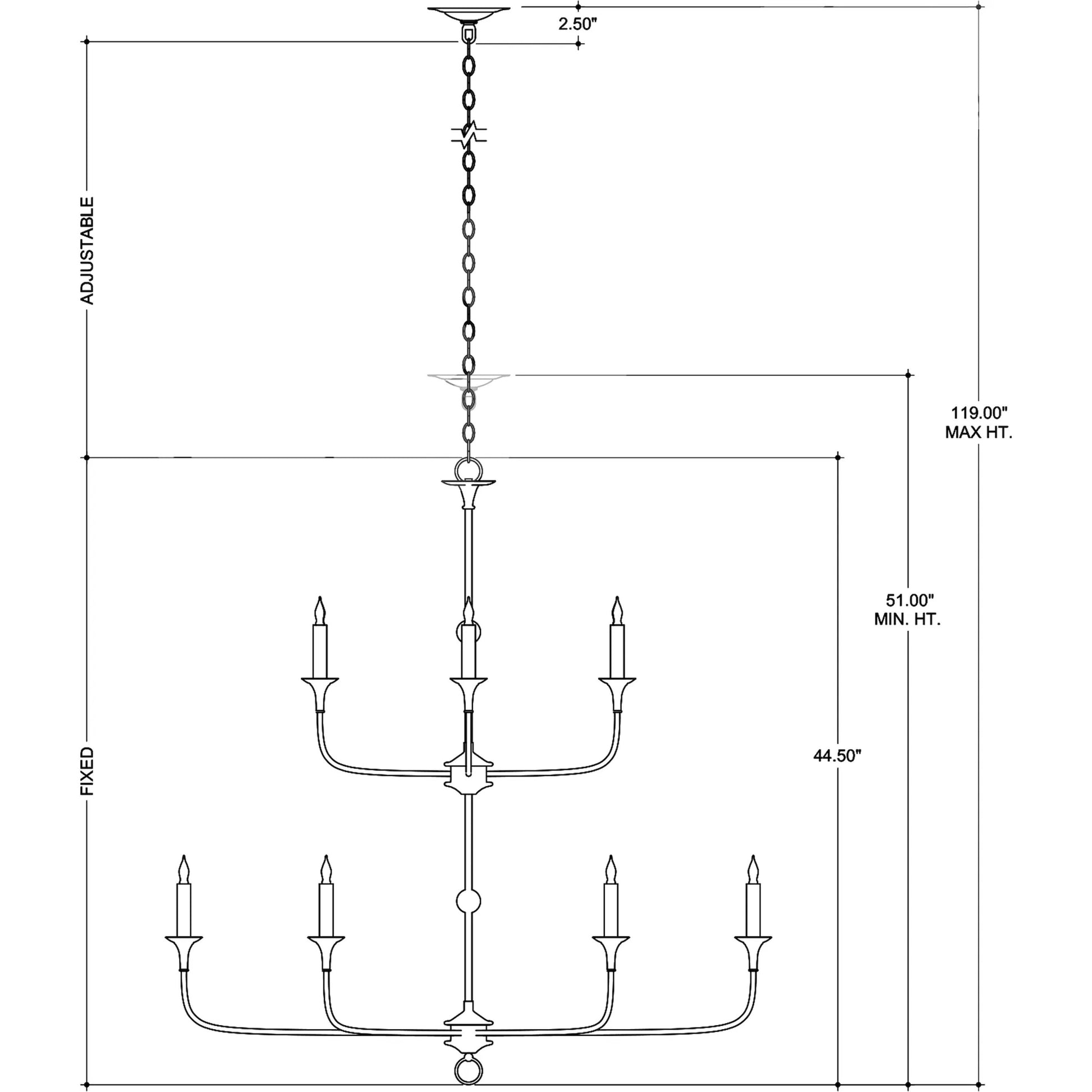 Nottaway Two-Tier Chandelier by Currey and Company. Made from wrought iron in a traditional style.