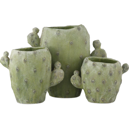 Cactus Vase Set by Currey and Company in green. Made from composite in a modern style.