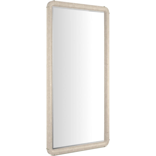 Salver Floor Mirror by Caracole in oracle silver leaf. Made from unique in a unique style.