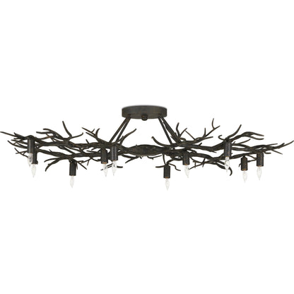 Rainforest Semi-Flush by Currey and Company in rustic bronze. Made from wrought iron in a modern style.