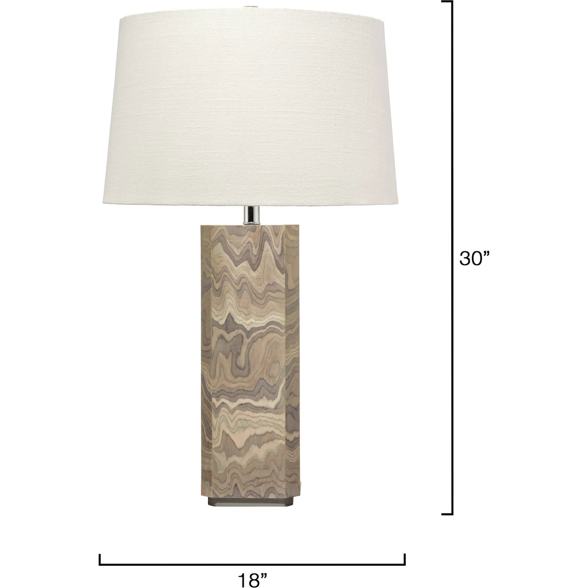 Canyon Table Lamp by Jamie Young in grey and sand grey. Made from wood in a unique style.