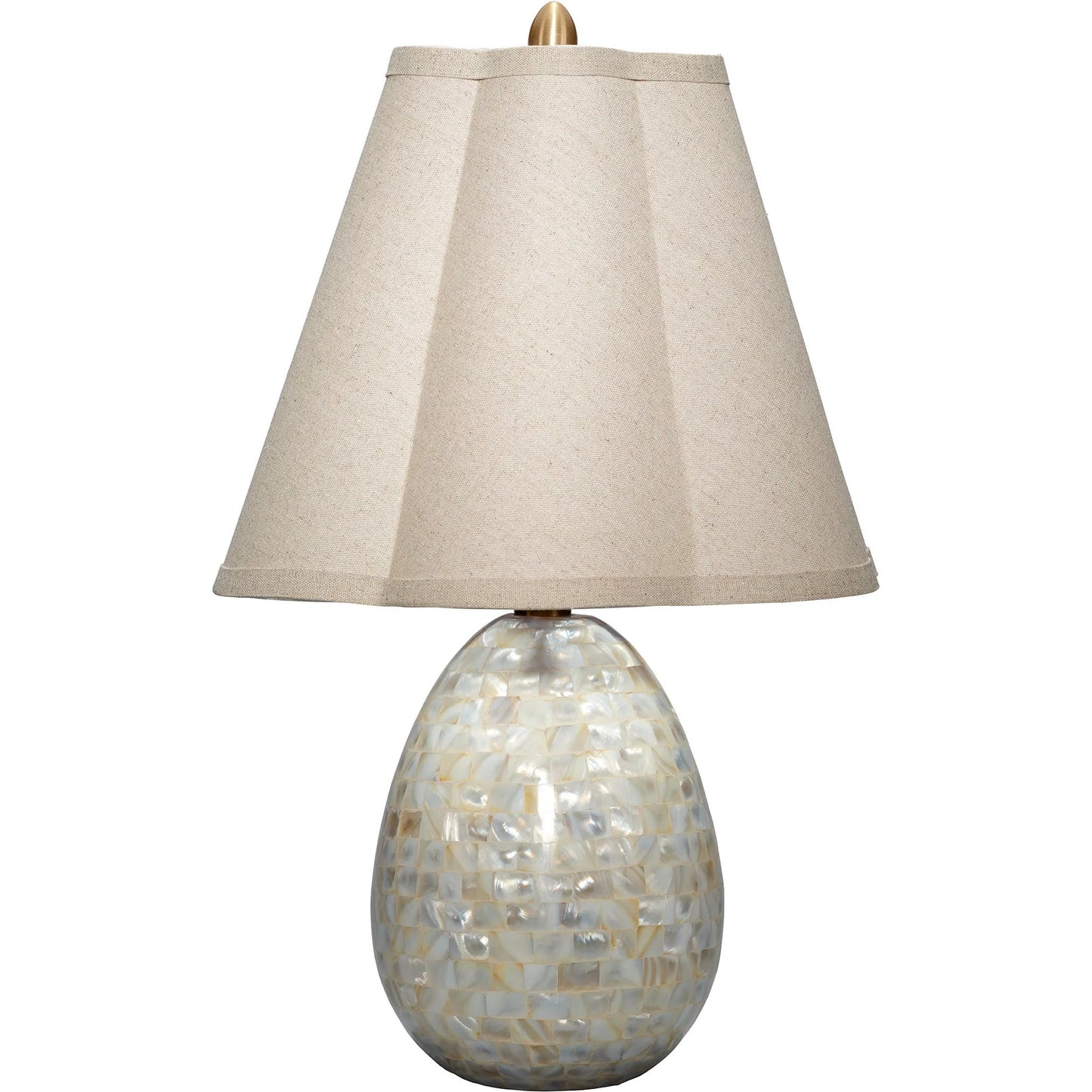 001 SI-2249037 | Primary Silo | Capsule Mother of Pearl Table Lamp by Jamie Young in mixed white. Made from mother of pearl, mdf in a modern style.