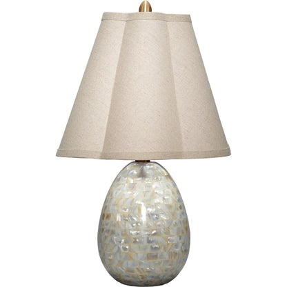 Capsule Mother of Pearl Table Lamp by Jamie Young in mixed white. Made from mother of pearl, mdf in a modern style.
