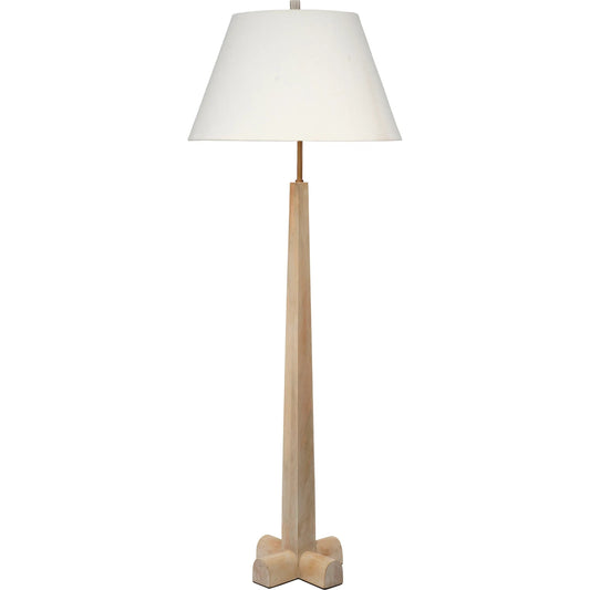 Charleston Floor Lamp by Jamie Young in off, white and white washed mango wood. Made from wood in a unique style.