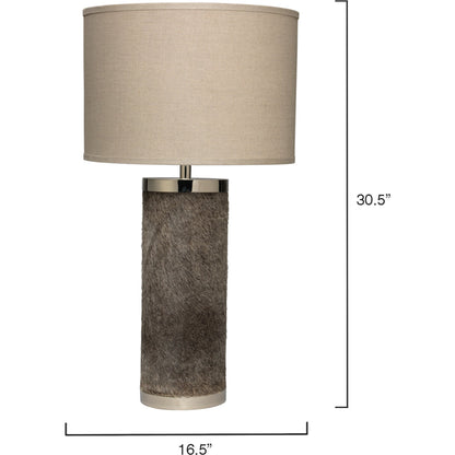 Column Table Lamp by Jamie Young. Made from hide in a modern style.