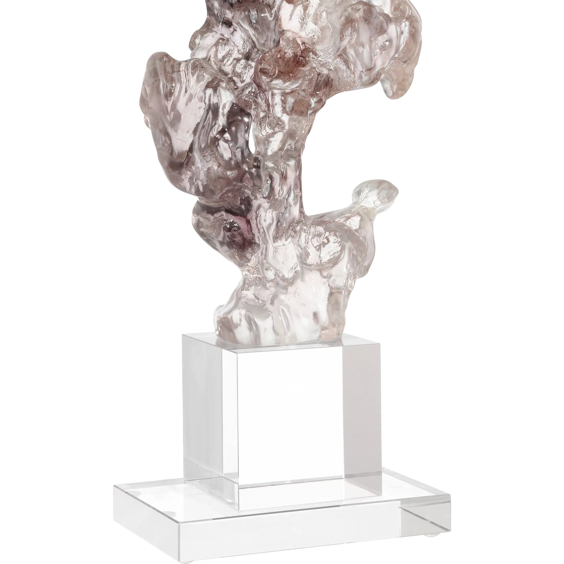 Faux Rock Crystal Sculpture by Currey and Company in purple pink, clear. Made from composite, optic crystal in a modern style.