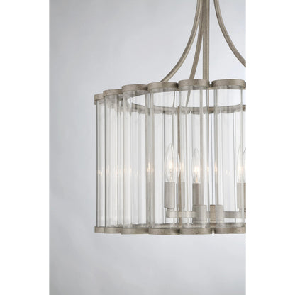 Bridgewater Chandelier by Lumanity in light sand mercury. Made from iron, glass in a traditional style.