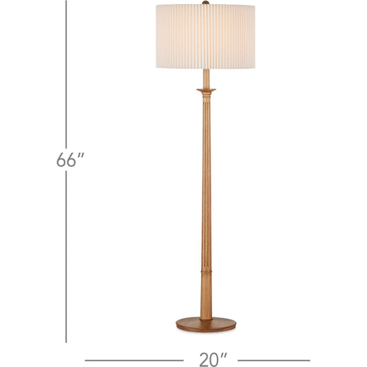 Mitford Floor Lamp by Currey and Company in natural. Made from wood in a modern style.