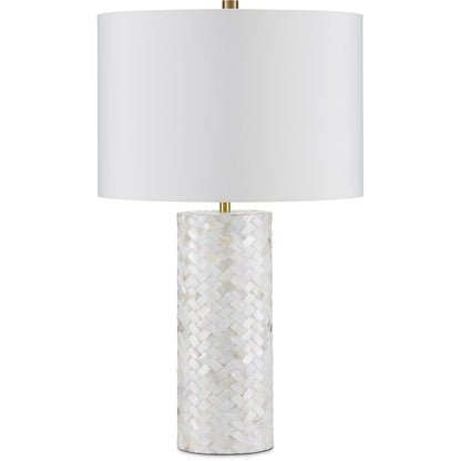 Meraki Mother-Of-Pearl Table Lamp by Currey and Company. Made from mother of pearl, engineered wood in a modern style.
