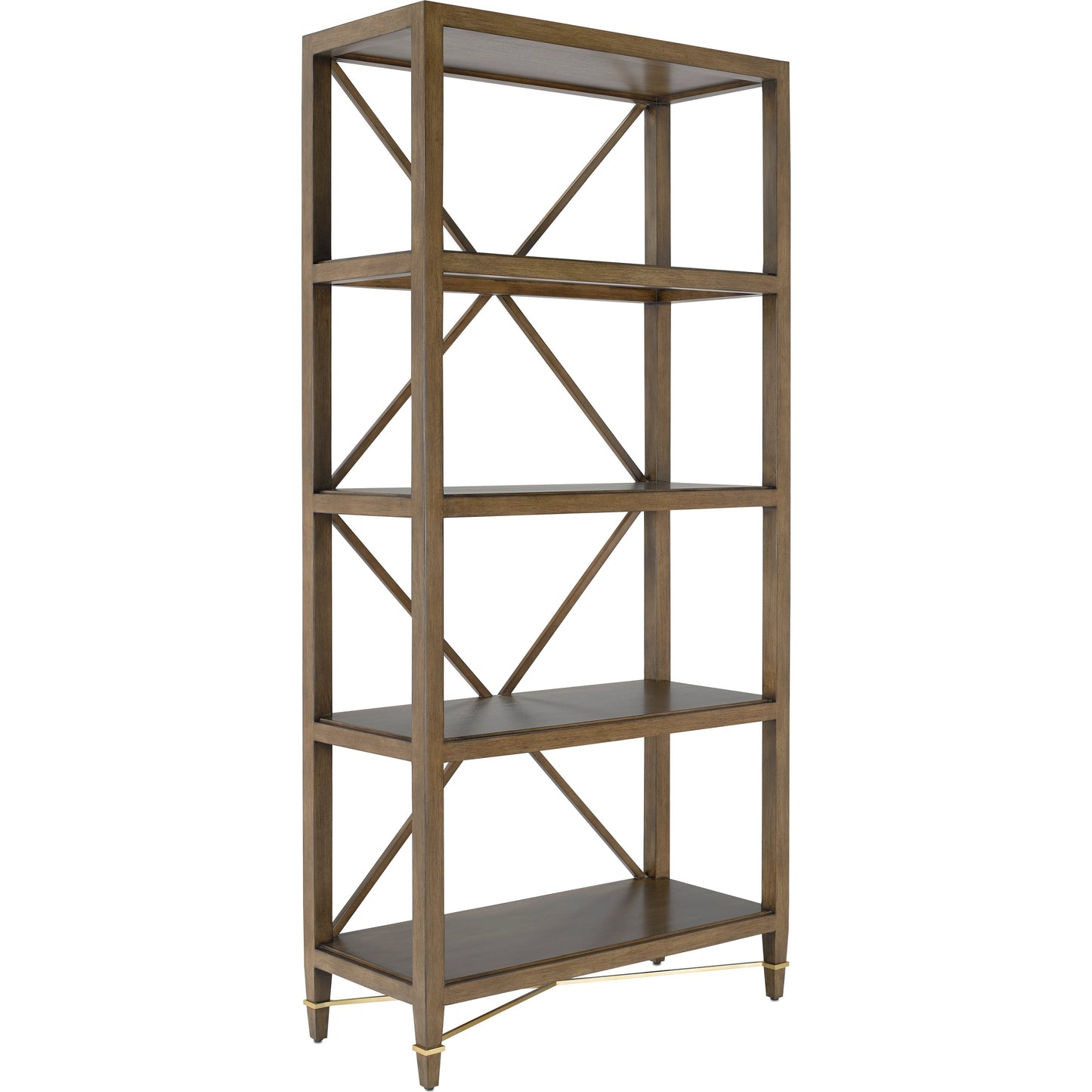 001 SR-823802 | Primary Silo | Verona Etagere by Currey and Company in chanterelle, champagne. Made from mahogany, iron in a transitional style.
