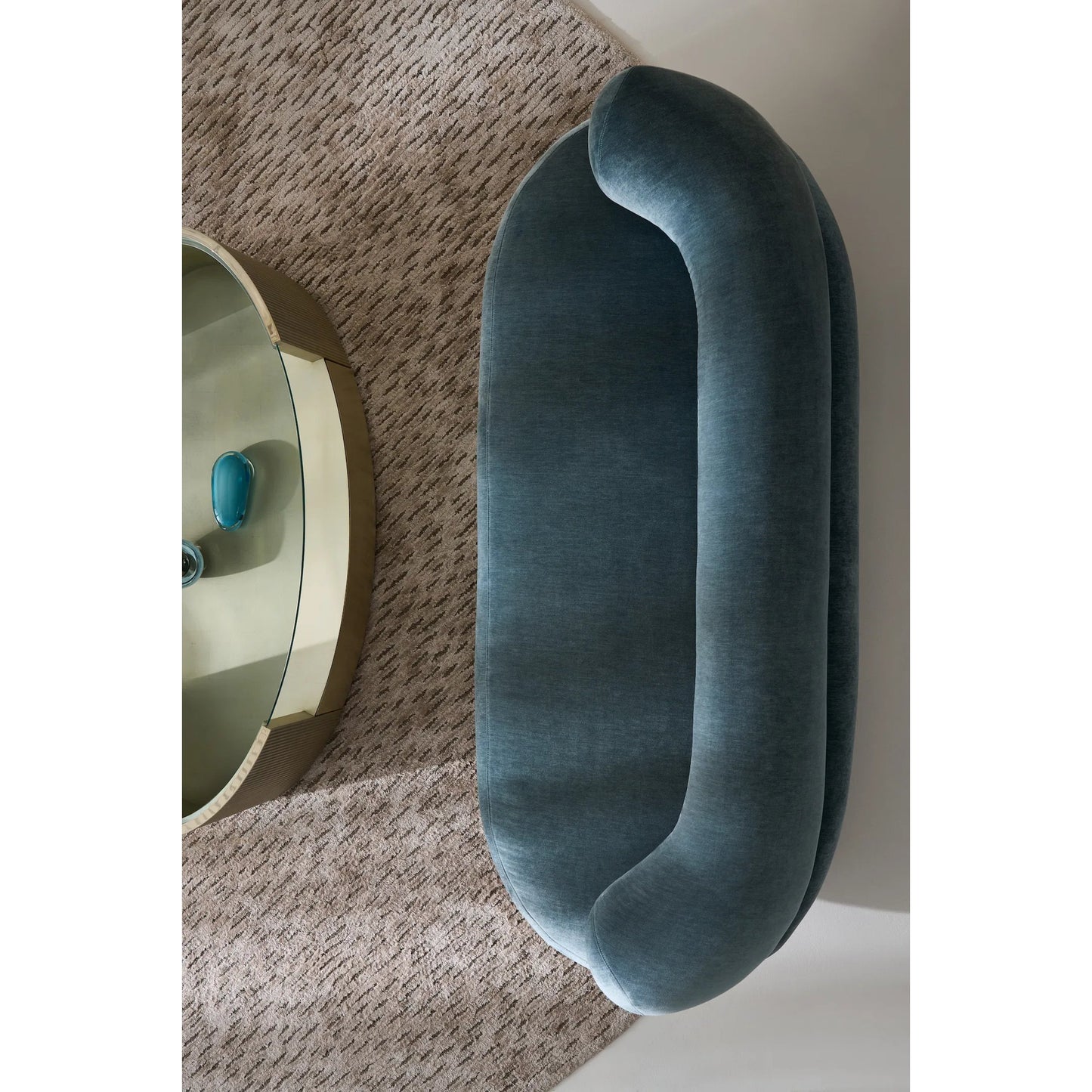 011 SI-2370790 | Lifestyle | Lagoon Sofa by Caracole in peacock and oracle. Made from unique in a eclectic & global style.