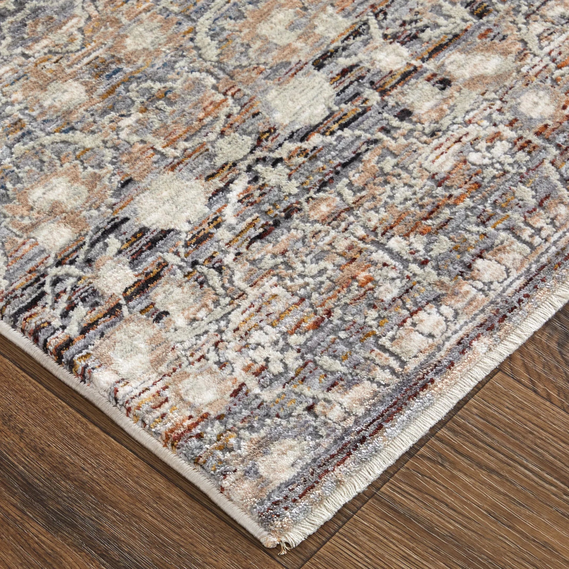Caprio Transitional Damask Rug - 3961F by Feizy in gray, ivory, tan. Made from polyester, viscose in a unique style.