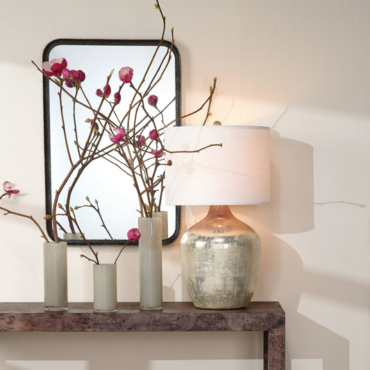 Damsel Table Lamp by Jamie Young in etched mercury glass. Made from glass in a modern style.