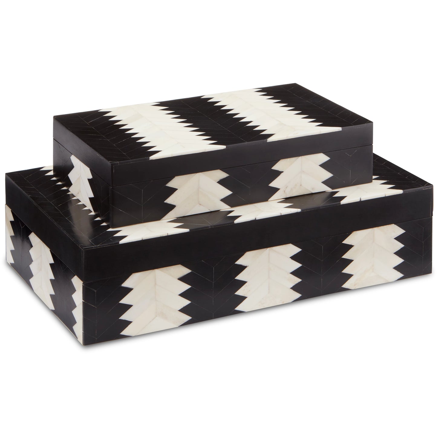 001 SI-1894162 | Primary Silo | Arrow Box Set by Currey and Company in black, white, natural. Made from bone, wood, composite, fabric in a modern style.