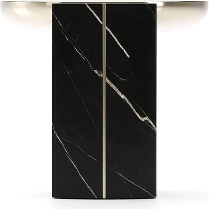 Overlap Round Side Table by Caracole in whisper of gold. Made from stone in a modern style.