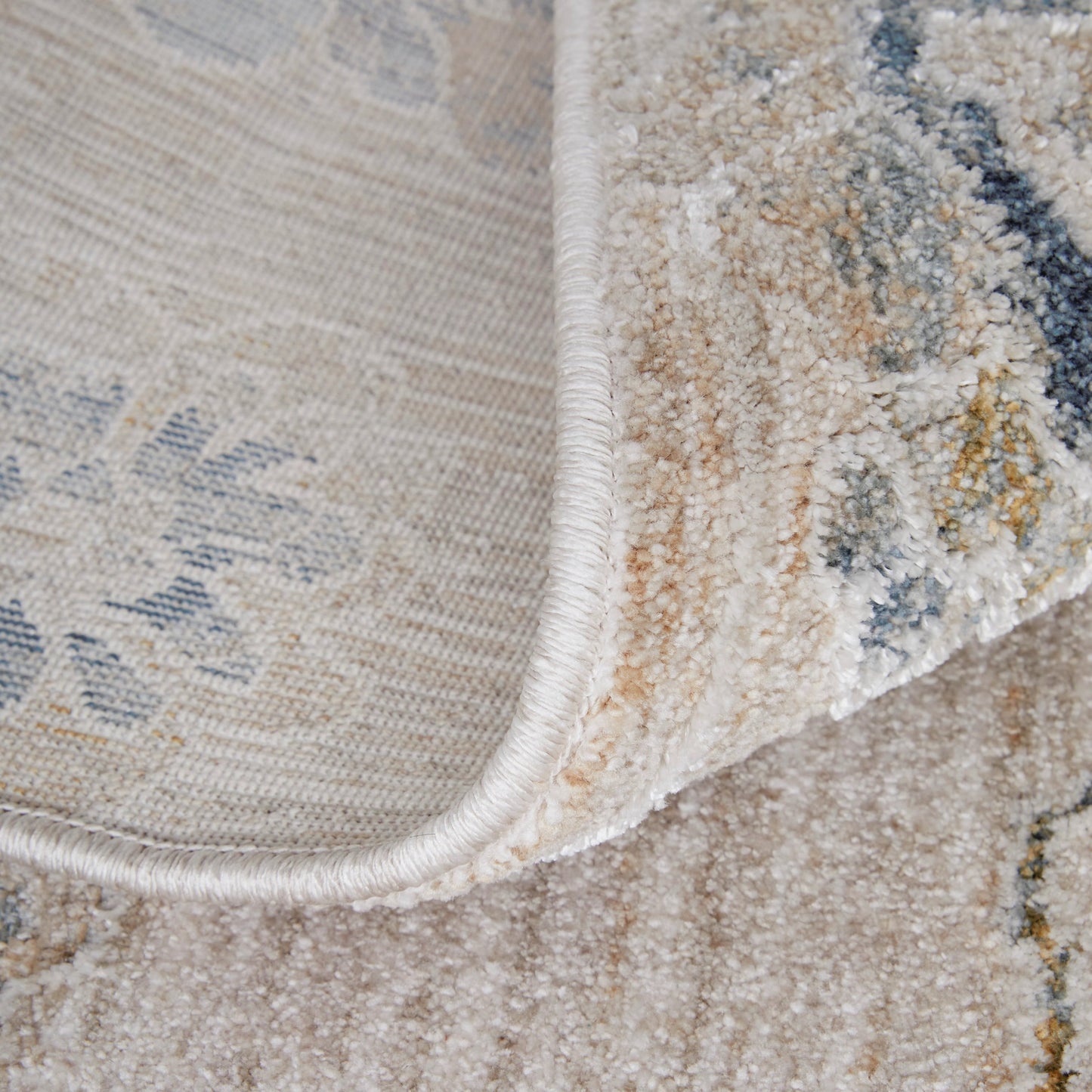 006 SI-2129618,SI-2129619,SI-2129620,SI-2129621,SI-2129622,SI-2129623 | Closeup | Pasha Transitional & Botanical Rug - 39M9F by Feizy in taupe, ivory, blue. Made from polyester in a unique style.