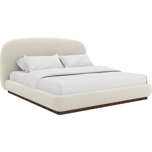 Botero Bed by Caracole in ivory and retro walnut. Made from unique in a unique style.