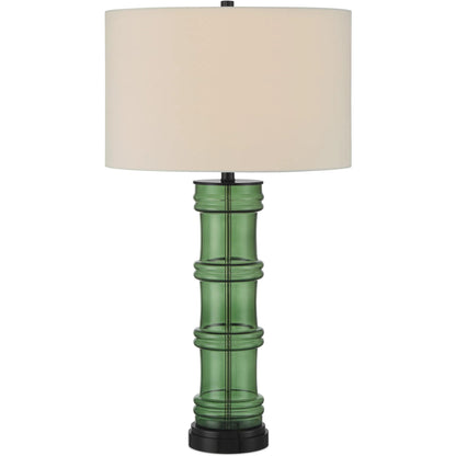 Balsam Table Lamp by Currey and Company in green, glossy black. Made from glass, optic crystal in a modern style.