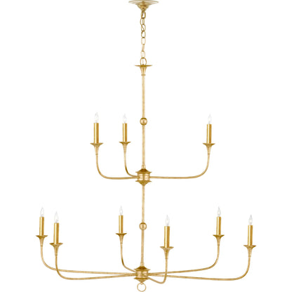 Nottaway Two-Tier Chandelier by Currey and Company. Made from wrought iron in a traditional style.