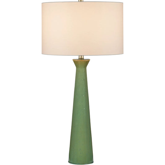 Grassington Table Lamp by Currey and Company in green. Made from ceramic in a unique style.