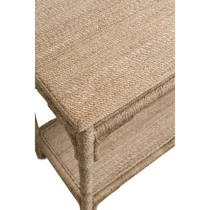 Olisa Console Table by Currey and Company. Made from abaca rope, wood in a coastal style.