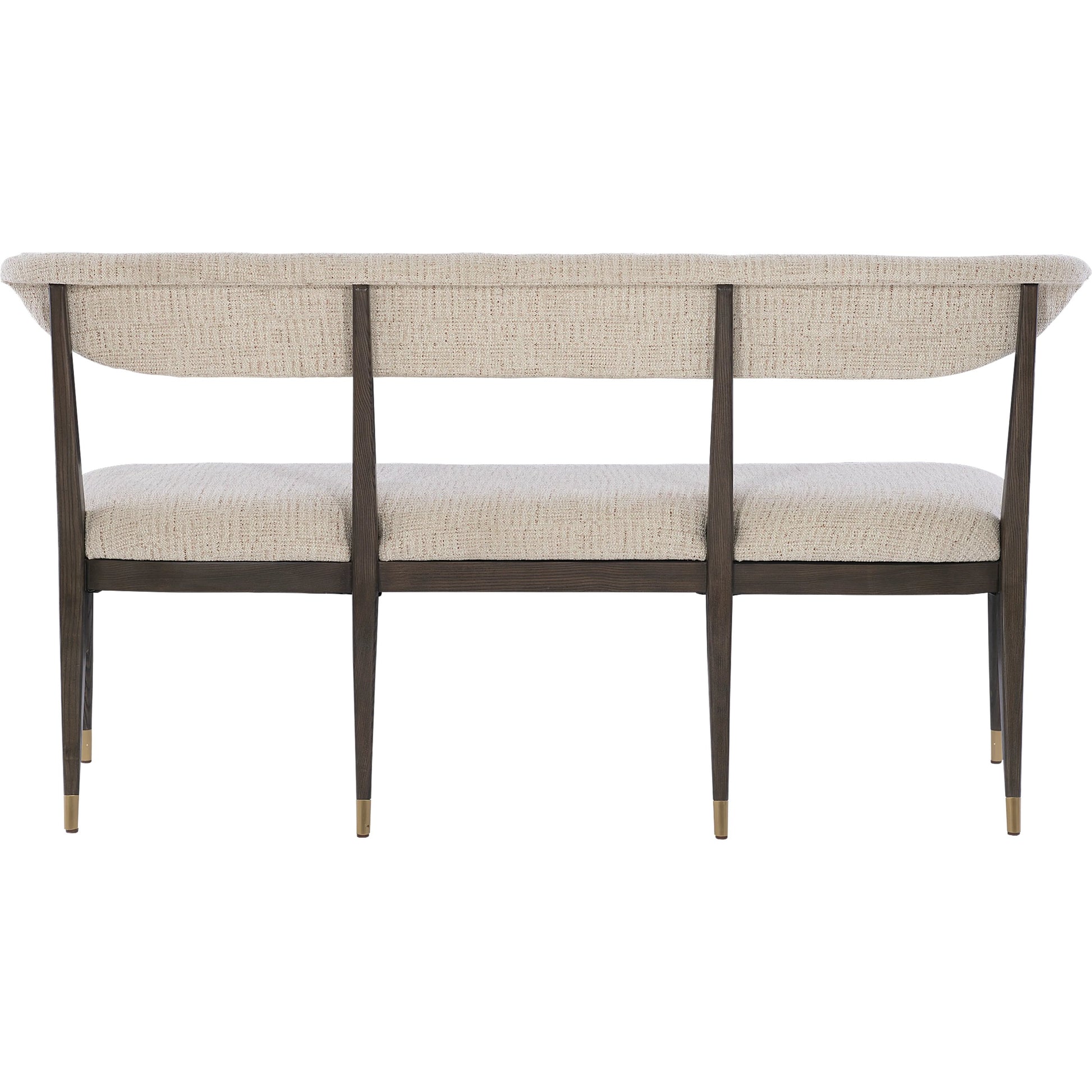 Arlan Bench by Currey and Company in coffee brown, antique brass. Made from ash wood, brass in a modern style.