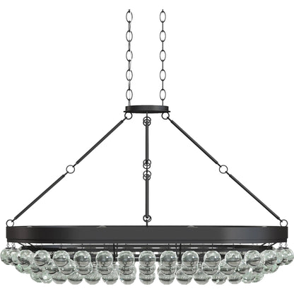 Balthazar Ceiling Mount by Currey and Company in french black. Made from wrought iron, glass in a modern style.