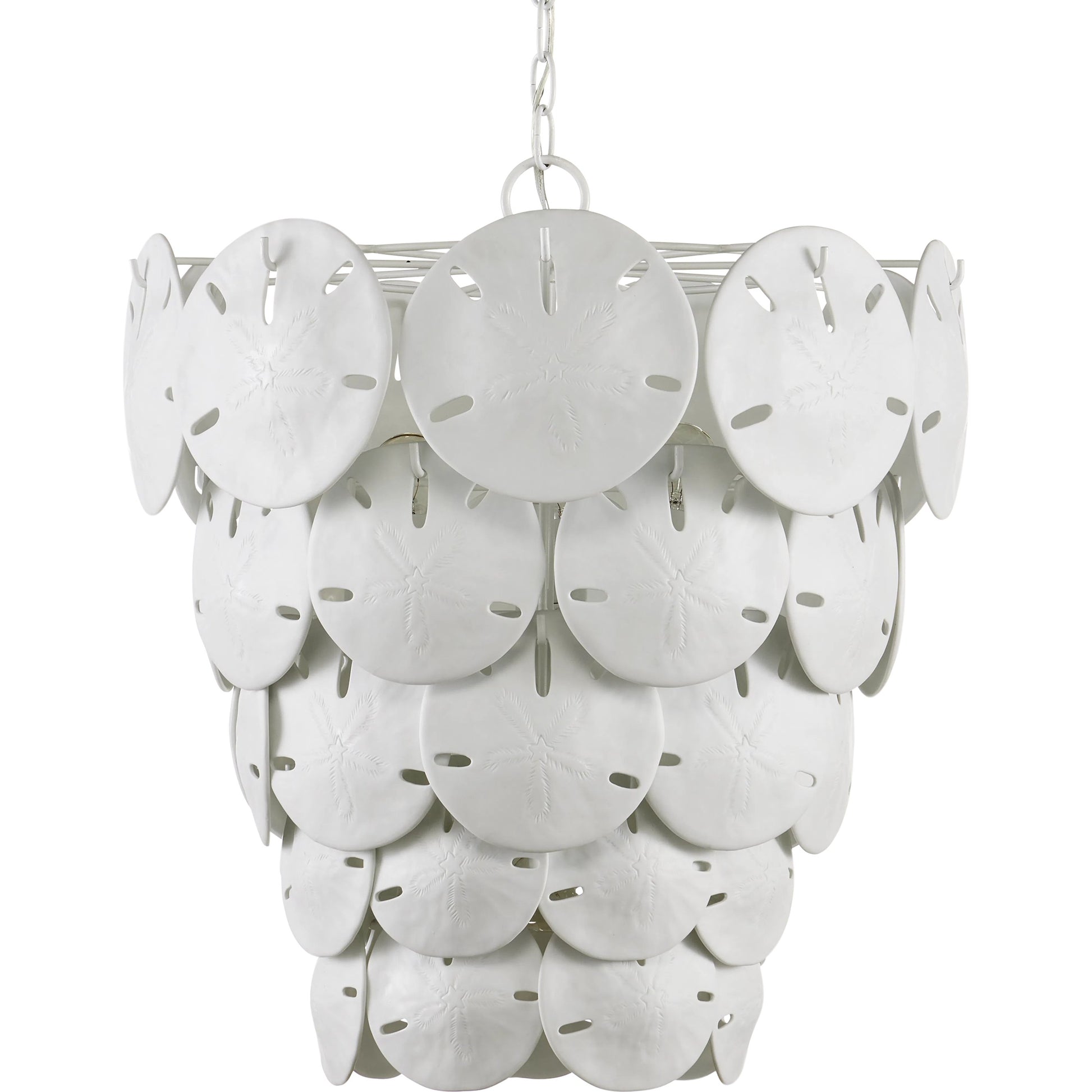Tulum Chandelier by Currey and Company in white, sugar white. Made from bone china, wrought iron in a modern style.
