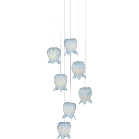 Polpo 7-Light Multi-Drop Pendant by Currey and Company. Made from art glass, metal in a modern style.