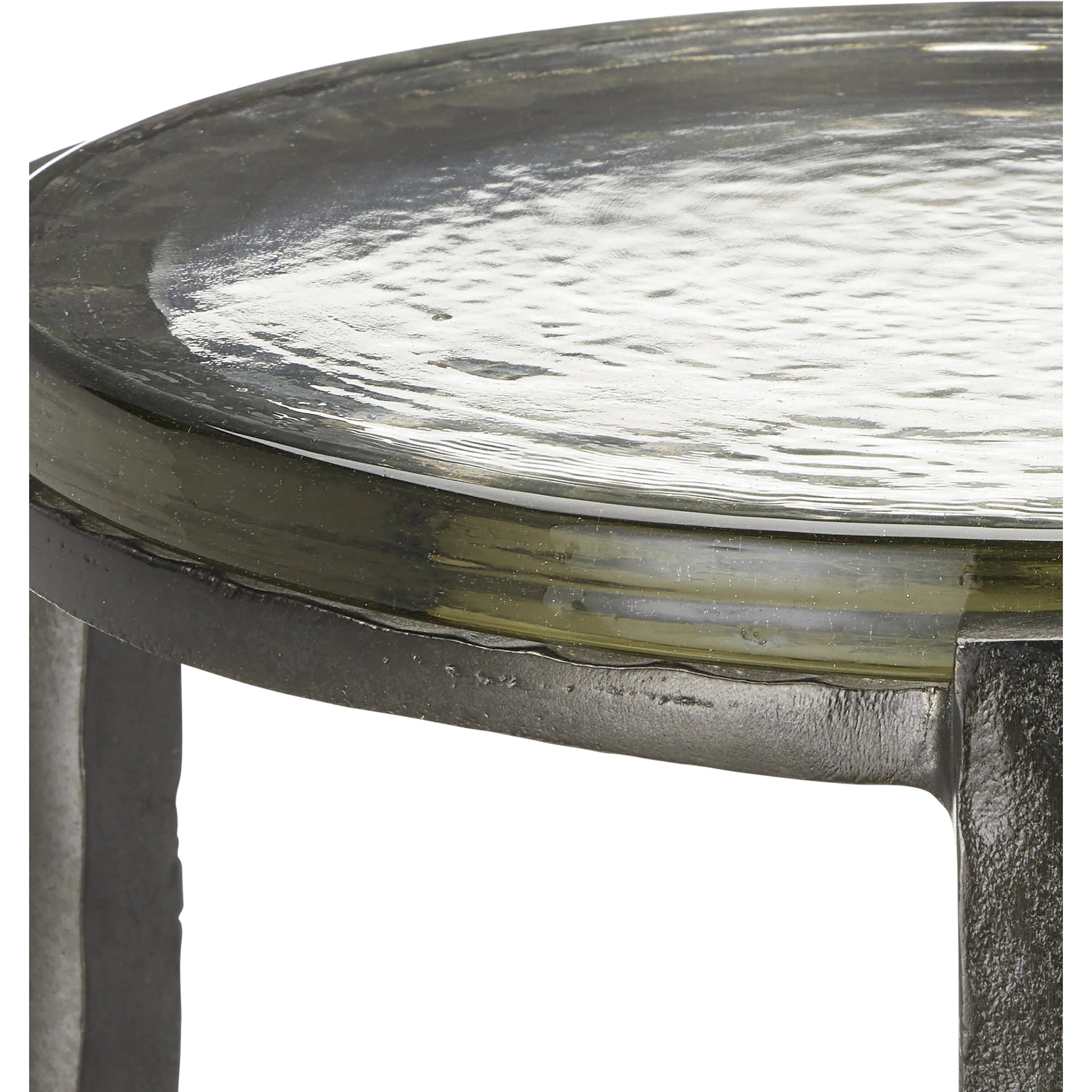 Acea Drinks Table by Currey and Company. Made from cast aluminum, cast glass in a modern style.