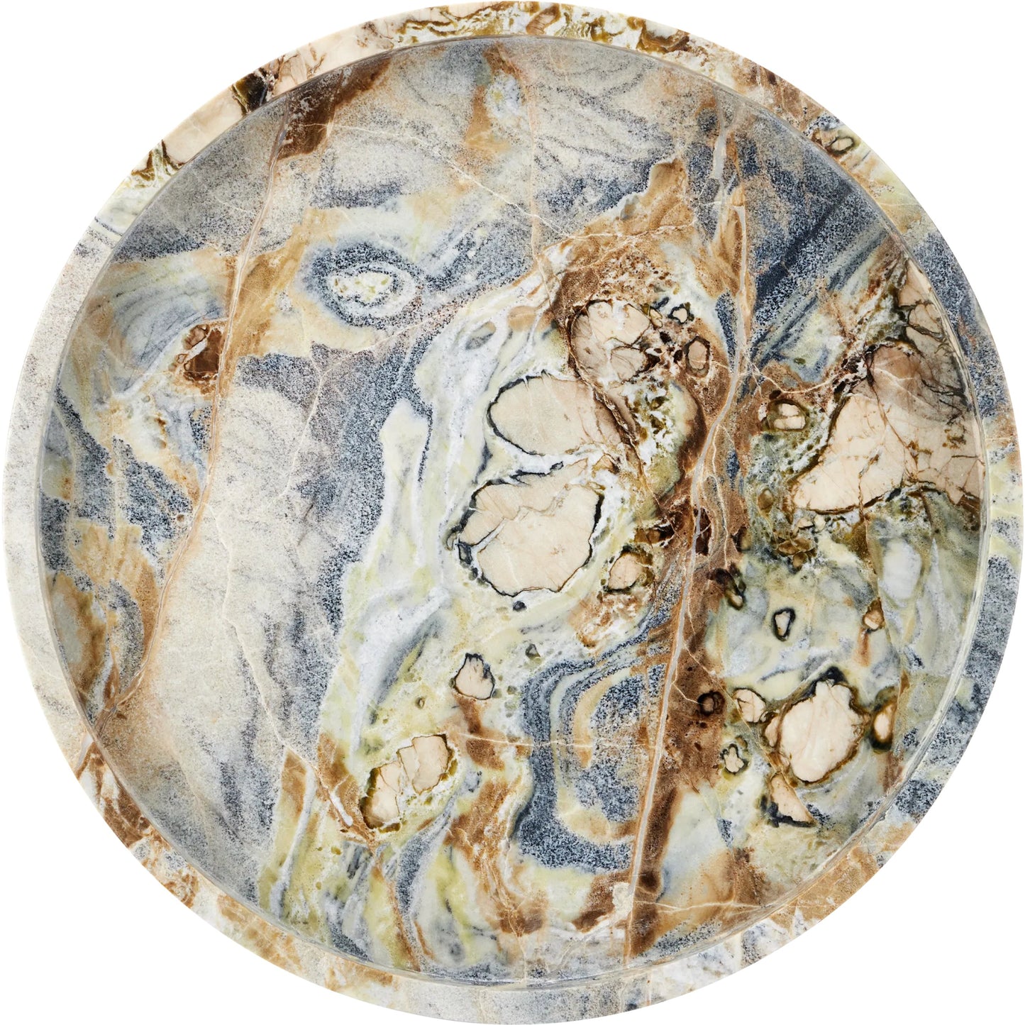002 SI-2387037 | Additional Silo | Freya Floral Jade Marble Tray by Currey and Company in natural. Made from floral jade marble in a modern style.