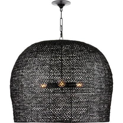 Piero Pendant by Currey and Company in satin black. Made from metal in a cottage & farmhouse style.