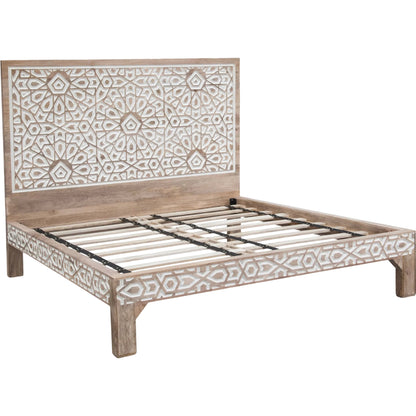 Haveli Bed by World Interiors in white. Made from mango wood in a eclectic & global style.