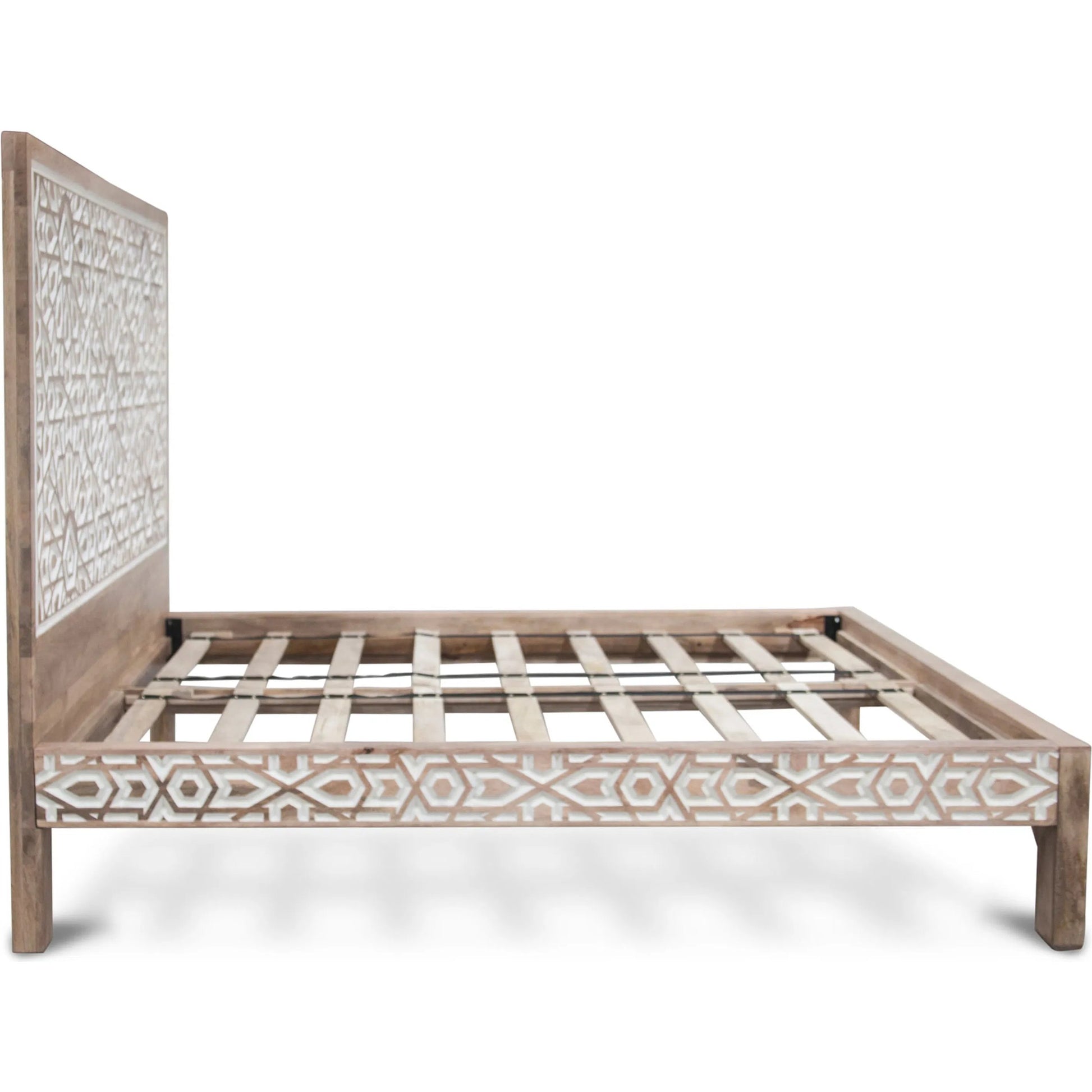 Haveli Bed by World Interiors in white. Made from mango wood in a eclectic & global style.