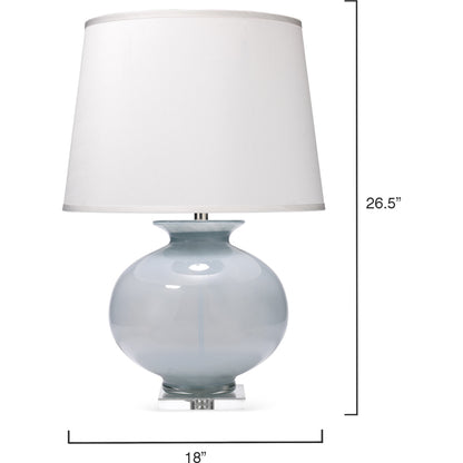 Heirloom Table Lamp by Jamie Young in cornflower blue grass. Made from glass in a modern style.