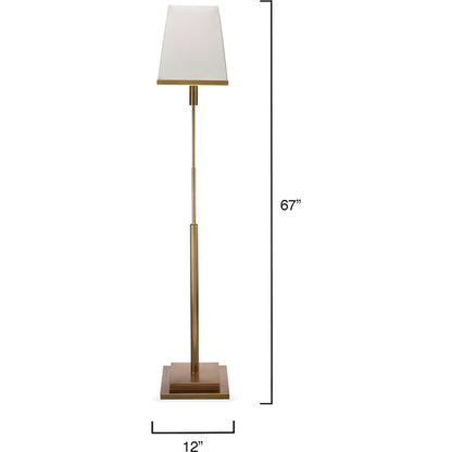 Jud Floor Lamp by Jamie Young in antique brass. Made from steel in a traditional style.