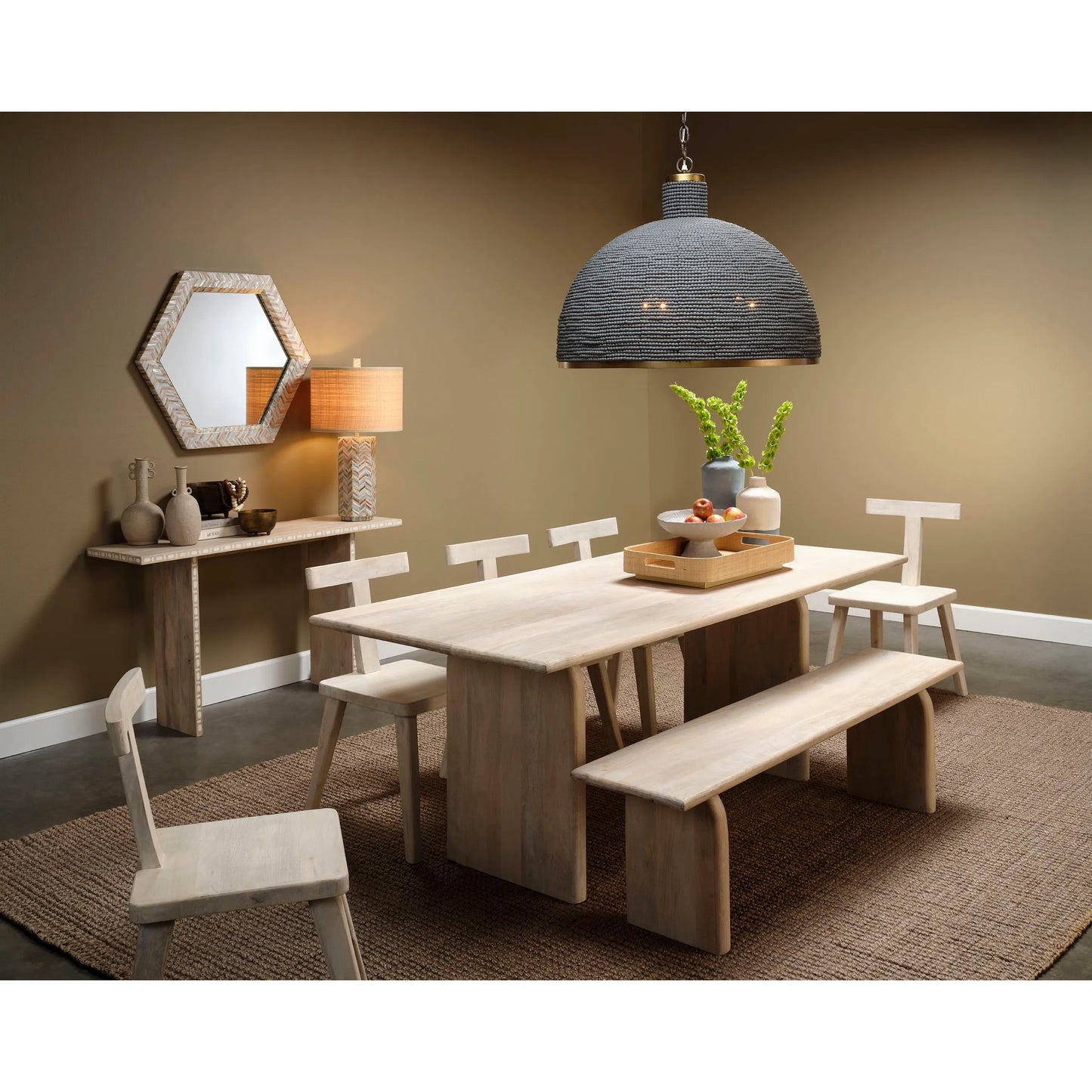 004 SI-2249070 | Lifestyle | Lucille Table Lamp by Jamie Young in blue and mixed blue, white, light red mother of pearl. Made from mother of pearl, acrylic, mdf in a eclectic & global style.