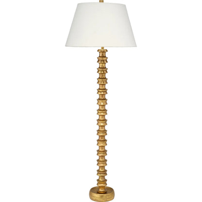 Melrose Floor Lamp by Jamie Young in gold and gold leaf. Made from metal in a unique style.