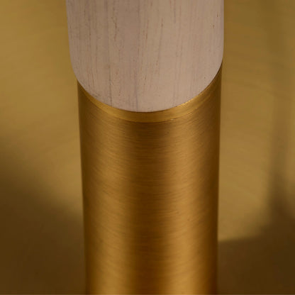 Merlin Floor Lamp by Jamie Young in antique brass, natural. Made from rubber wood, iron metal in a modern style.