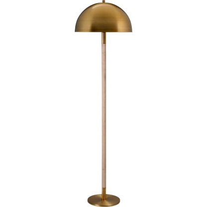 Merlin Floor Lamp by Jamie Young in antique brass, natural. Made from rubber wood, iron metal in a modern style.