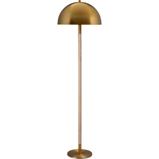 Merlin Floor Lamp by Jamie Young in antique brass, natural. Made from rubber wood, iron metal in a modern style.