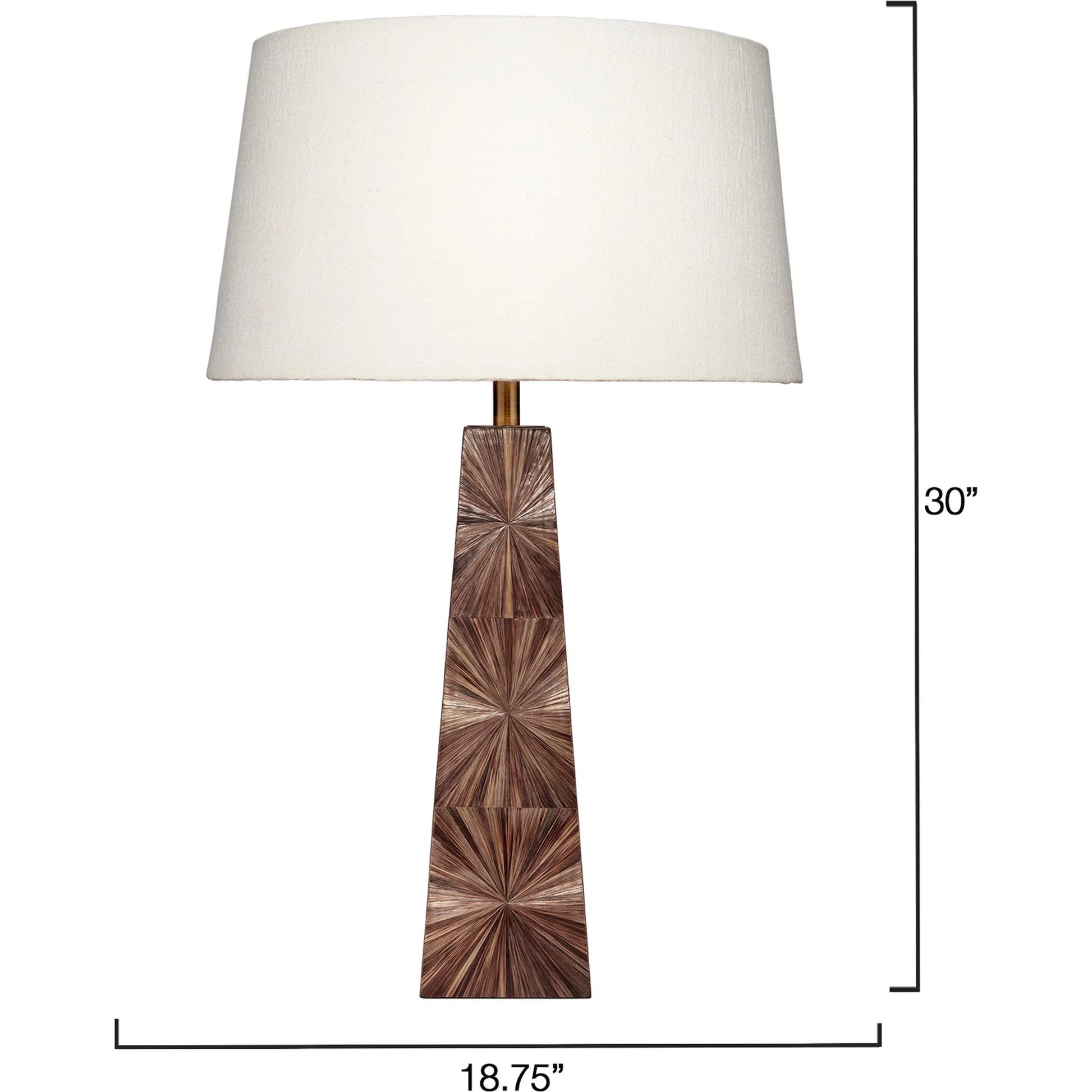 Palm Table Lamp by Jamie Young in brown and brown dyed straw. Made from mdf, dyed straw in a unique style.