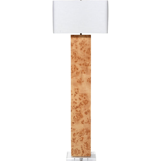 Parallel Floor Lamp by Jamie Young in natural burl wood. Made from wood in a modern style.
