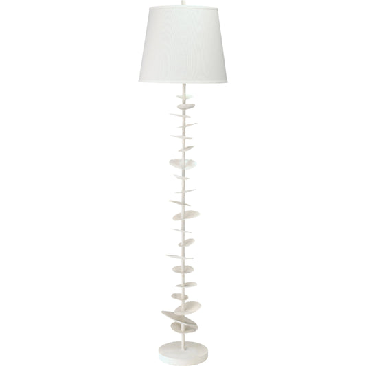 Petals Floor Lamp by Jamie Young in white gesso. Made from steel in a coastal style.