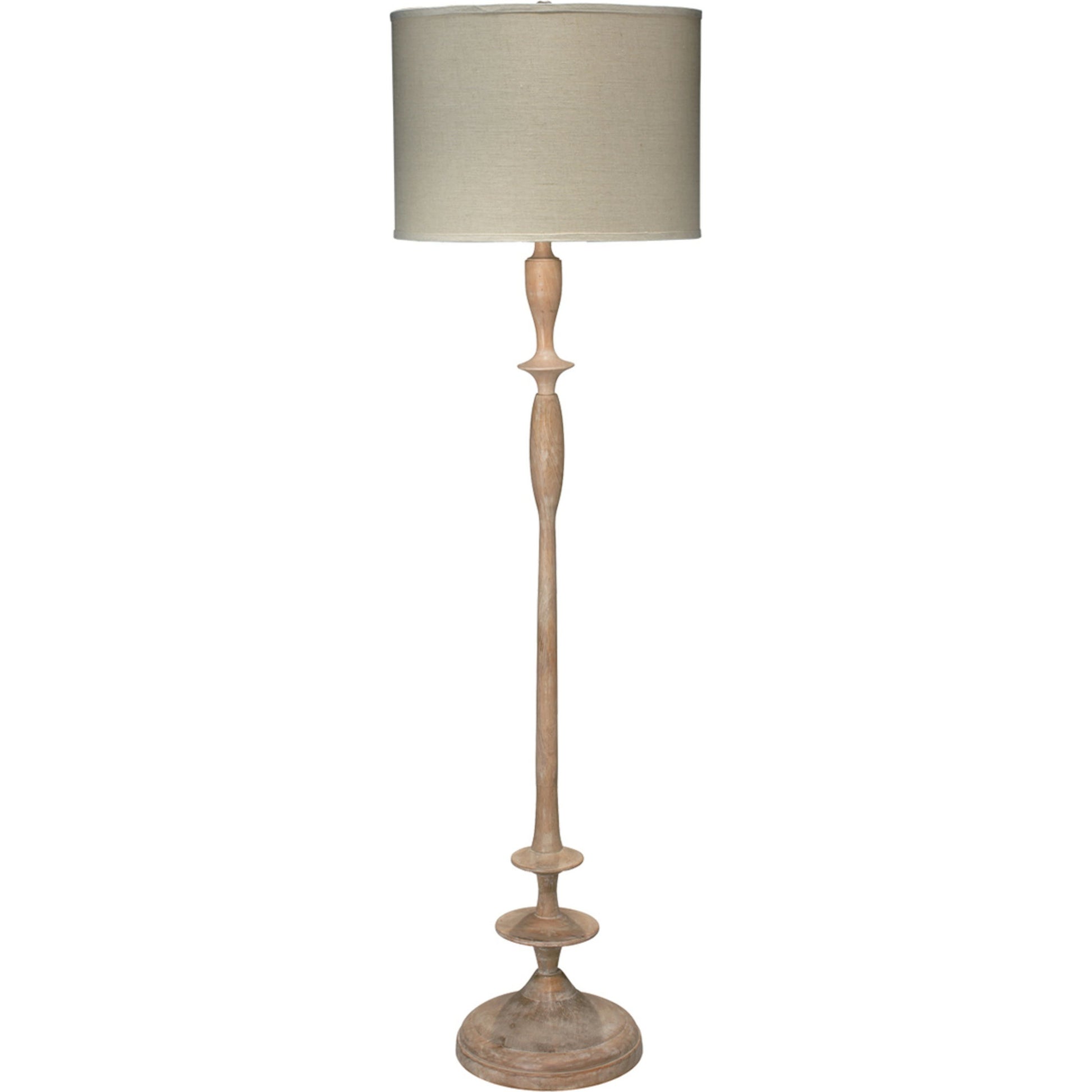 Petite Paro Floor Lamp by Jamie Young in bleached wood. Made from metal in a traditional style.