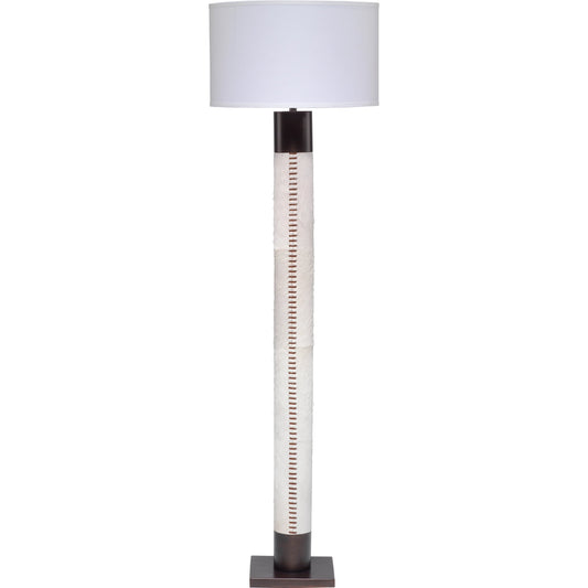 Sheridan Floor Lamp by Jamie Young in white hide & oil rubbed bronze metal. Made from hide, metal in a modern style.