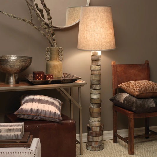 Stacked Floor Lamp by Jamie Young in horn. Made from horn in a modern style.