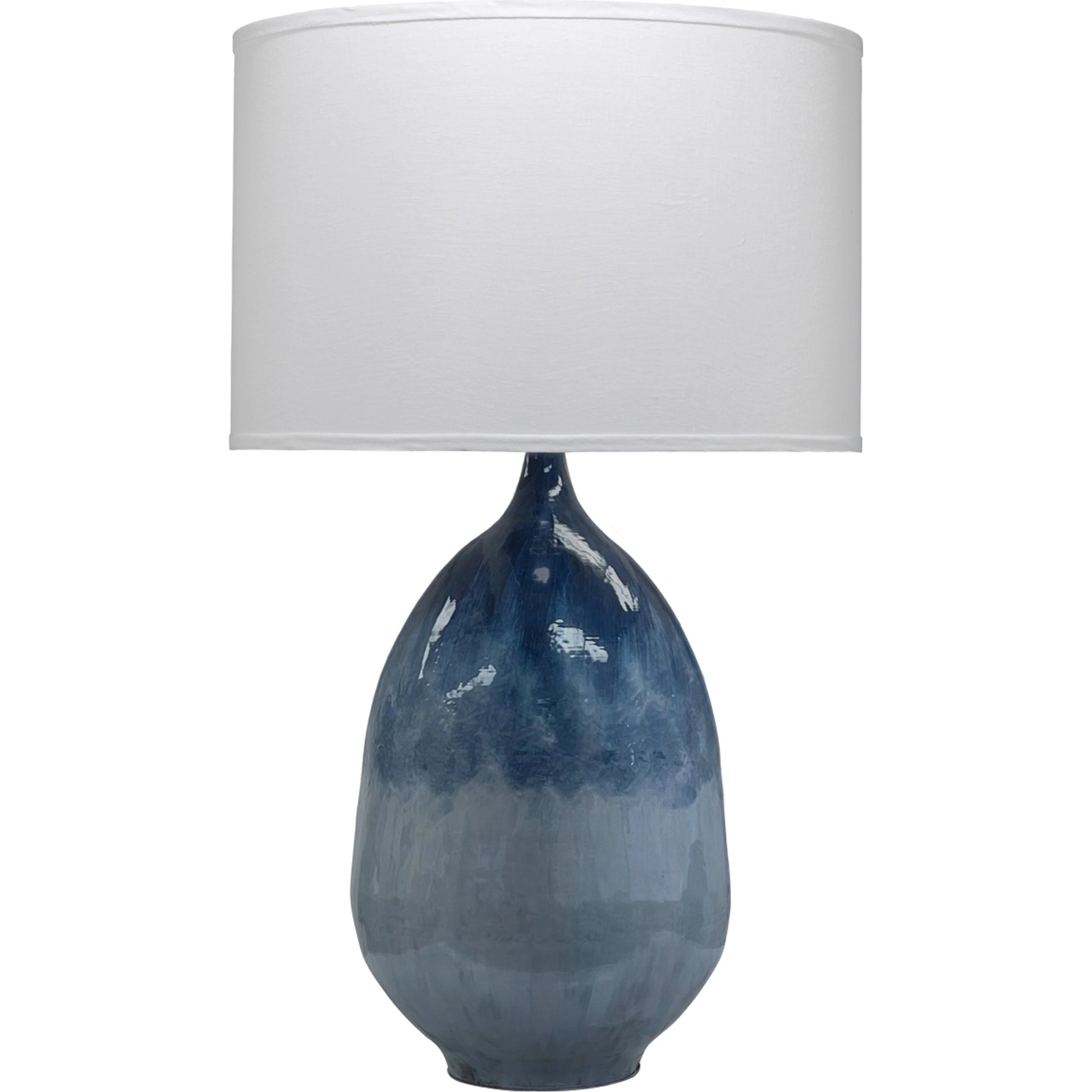 Twilight Table Lamp by Jamie Young in blue ombre enameled metal. Made from iron in a coastal style.